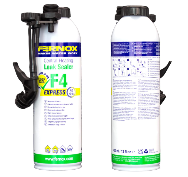 Fernox F4 Express Leak Sealer 400ml Aersol Can Reduces Small Leakage From Your Heating System Of 130 Litres