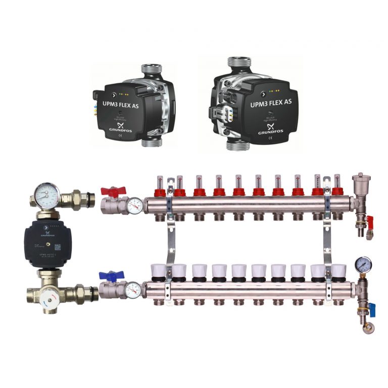 Premium Underfloor Heating Manifold Pack Including Grundfos 