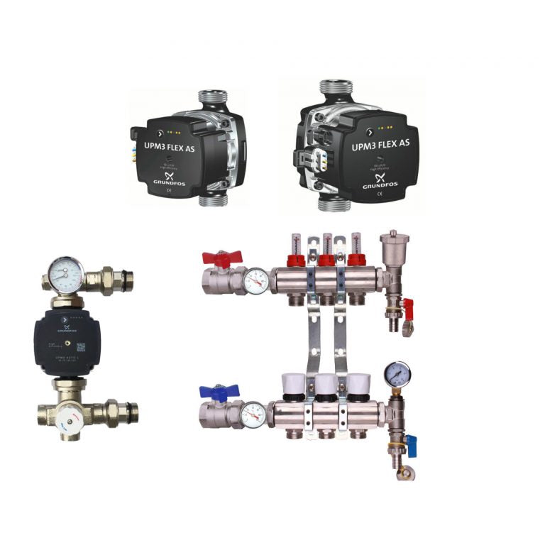 Premium Underfloor Heating Manifold Pack Including Grundfos 