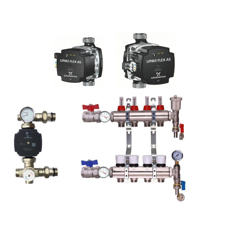 Premium Underfloor Heating Manifold Pack Including Grundfos 