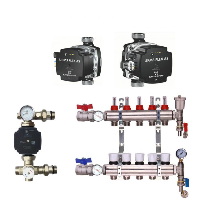 Premium Underfloor Heating Manifold Pack Including Grundfos 