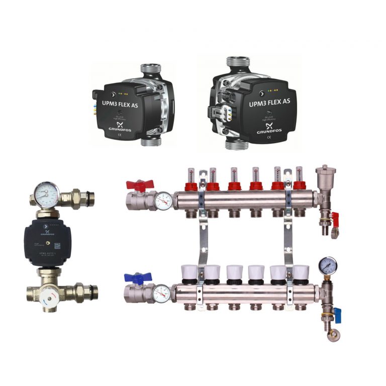 Premium Underfloor Heating Manifold Pack Including Grundfos 