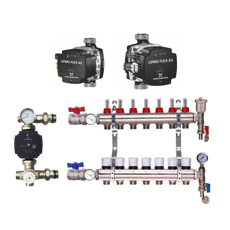 Premium Underfloor Heating Manifold Pack Including Grundfos 