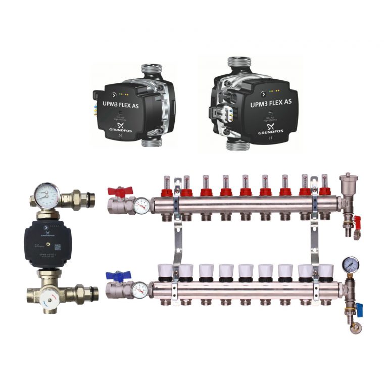 Premium Underfloor Heating Manifold Pack Including Grundfos 