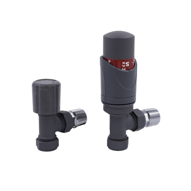 Angled TRV &amp; Lockshield Valve Set (15mm)