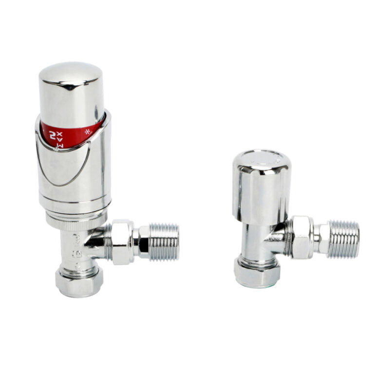 Angled TRV &amp; Lockshield Valve Set (15mm)