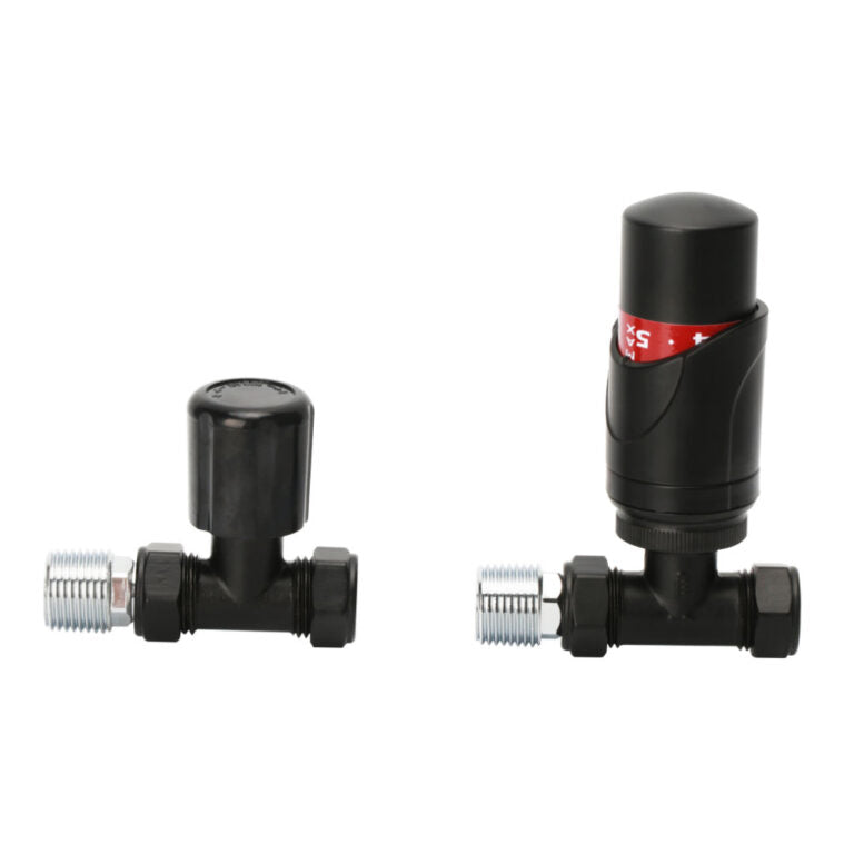 Straight TRV and Lockshield Valve Set (15mm)