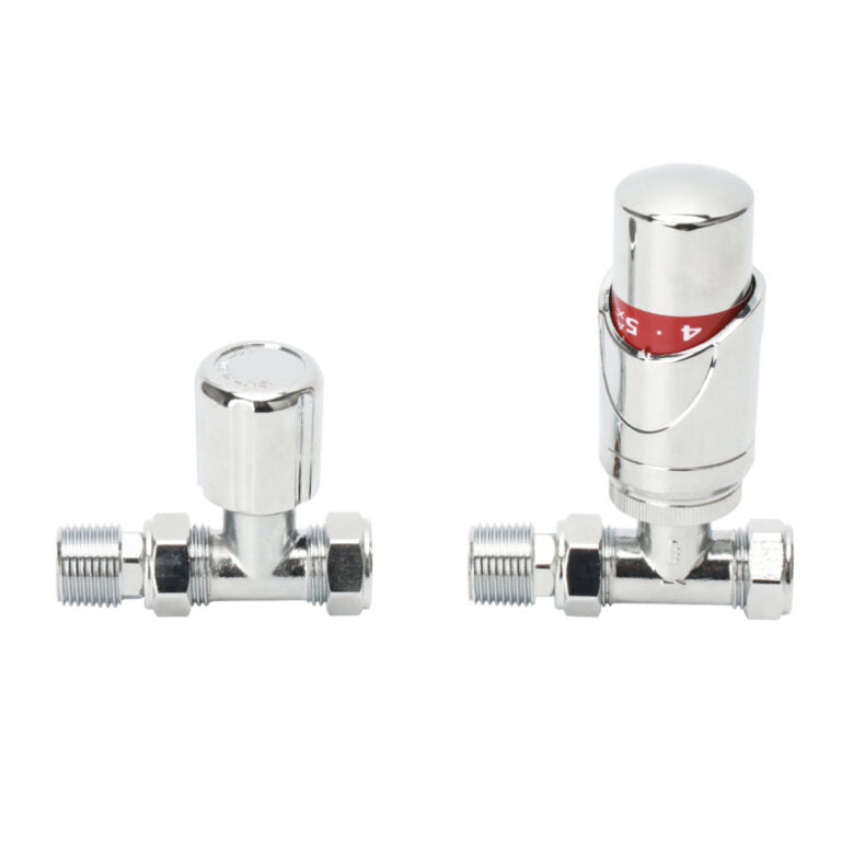 Straight TRV and Lockshield Valve Set (15mm)