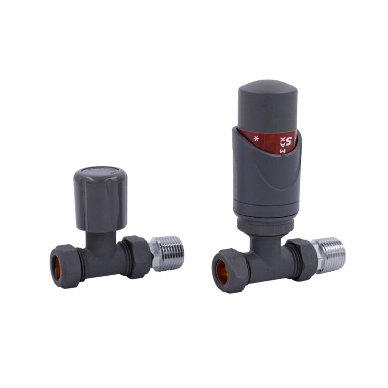 Straight TRV and Lockshield Valve Set (15mm)